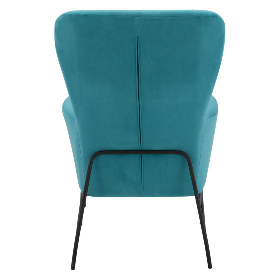 Armchair Velvet Turquoise with metallic black leg HM8721.08 67x80x102 cm.
