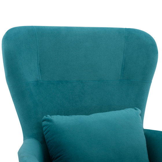 Armchair Velvet Turquoise with metallic black leg HM8721.08 67x80x102 cm.