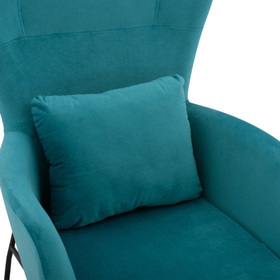 Armchair Velvet Turquoise with metallic black leg HM8721.08 67x80x102 cm.