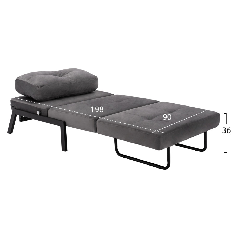 HM3078.11 Armchair Bed, velvet grey, 95x92x66cm