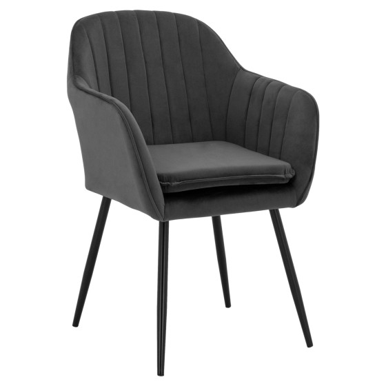 Armchair Sawyer Velvet Grey with black legs HM8523.11 53x60x76cm