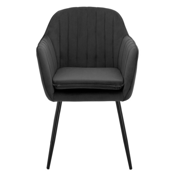 Armchair Sawyer Velvet Grey with black legs HM8523.11 53x60x76cm