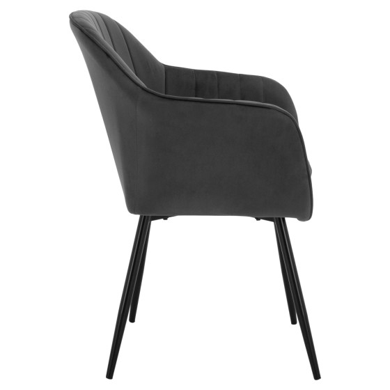 Armchair Sawyer Velvet Grey with black legs HM8523.11 53x60x76cm