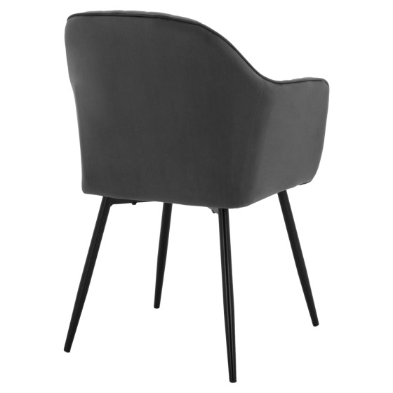 Armchair Sawyer Velvet Grey with black legs HM8523.11 53x60x76cm