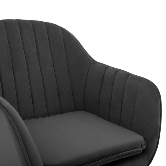 Armchair Sawyer Velvet Grey with black legs HM8523.11 53x60x76cm