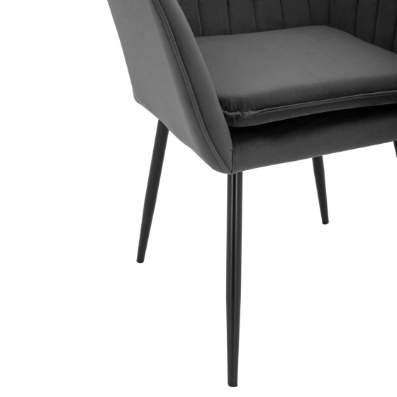 Armchair Sawyer Velvet Grey with black legs HM8523.11 53x60x76cm