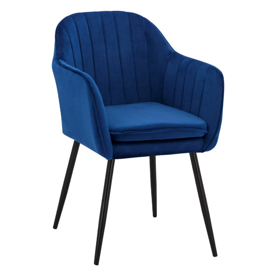 Armchair Sawyer Velvet Blue with black legs HM8523.18 53x60x76cm