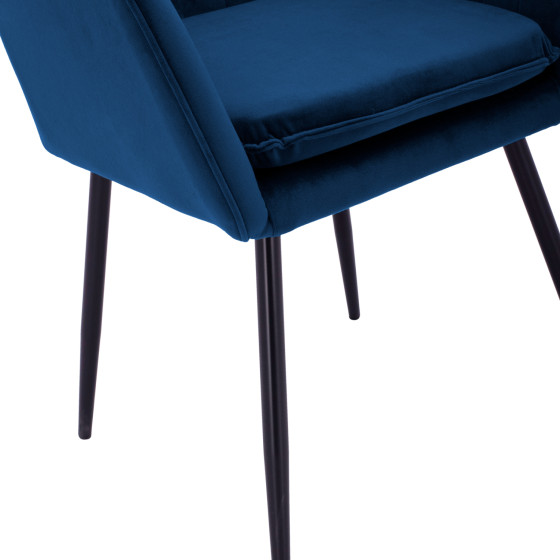Armchair Sawyer Velvet Blue with black legs HM8523.18 53x60x76cm