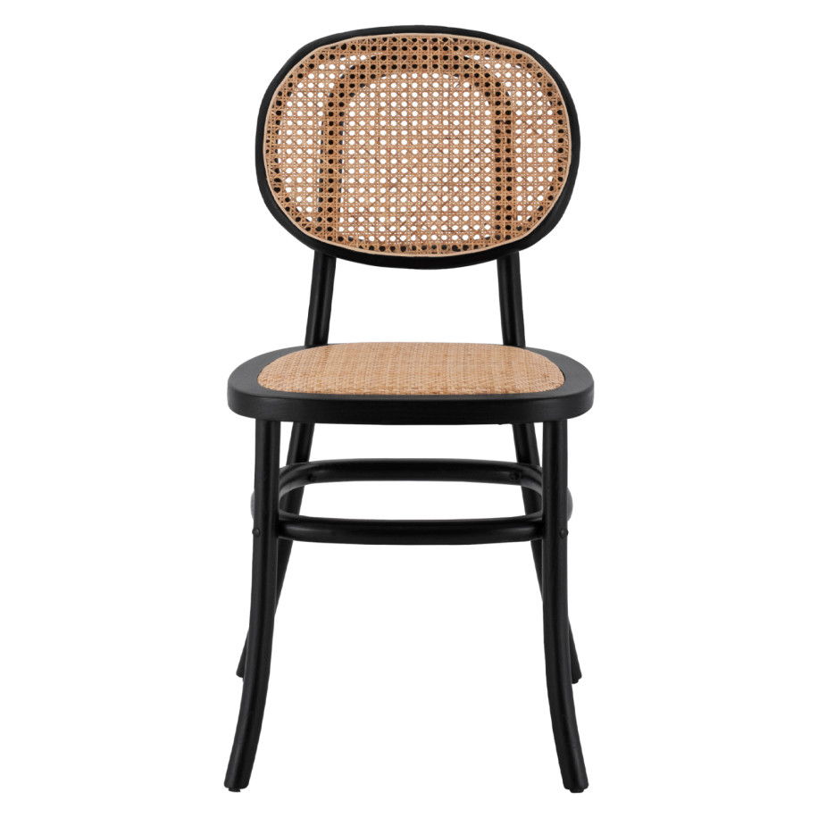 Wooden chair with rattan in black color HM8747 44x51x87cm