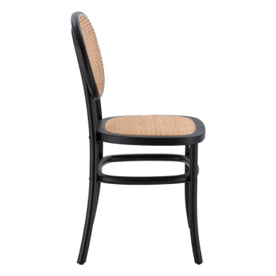 Wooden chair with rattan in black color HM8747 44x51x87cm
