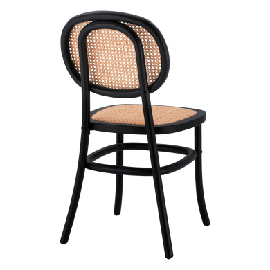 Wooden chair with rattan in black color HM8747 44x51x87cm