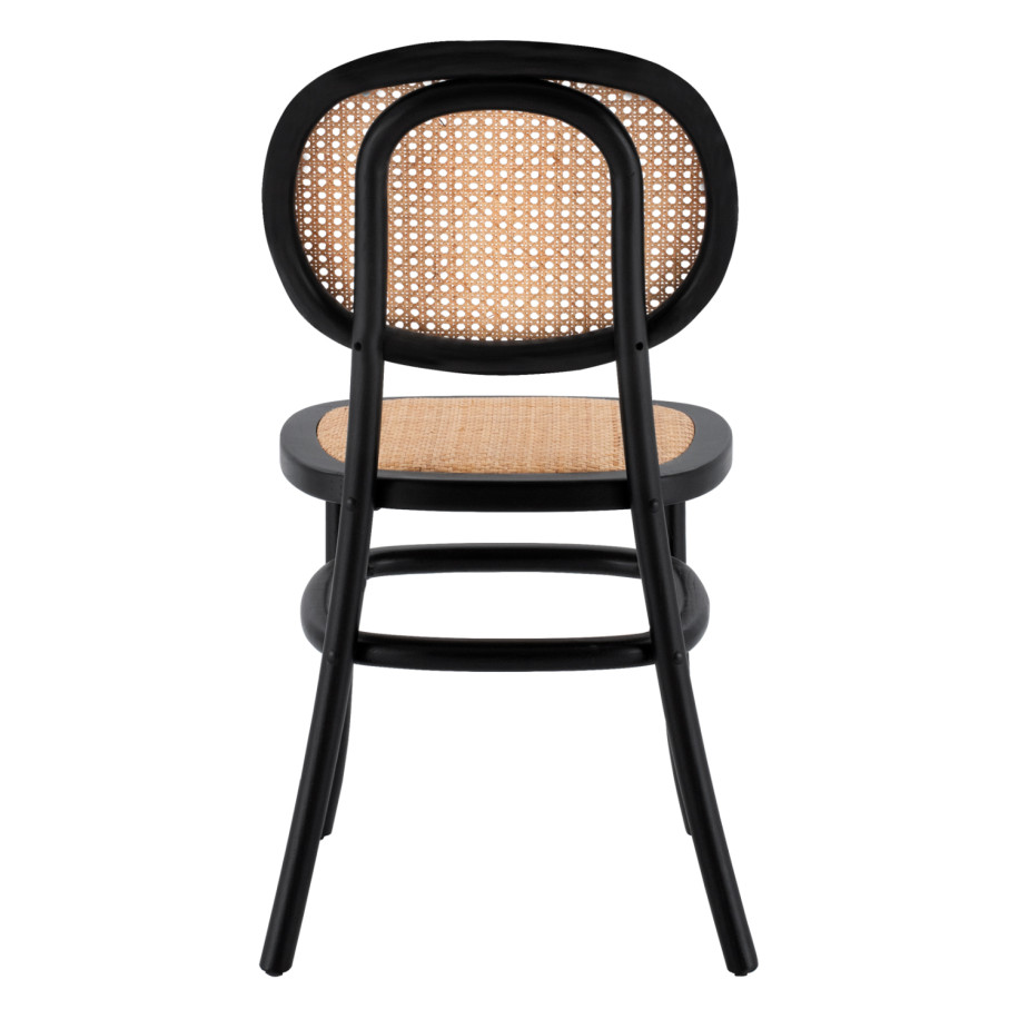 Wooden chair with rattan in black color HM8747 44x51x87cm