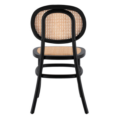 Wooden chair with rattan in black color HM8747 44x51x87cm