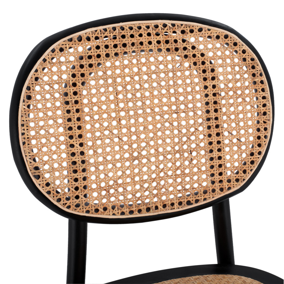 Wooden chair with rattan in black color HM8747 44x51x87cm