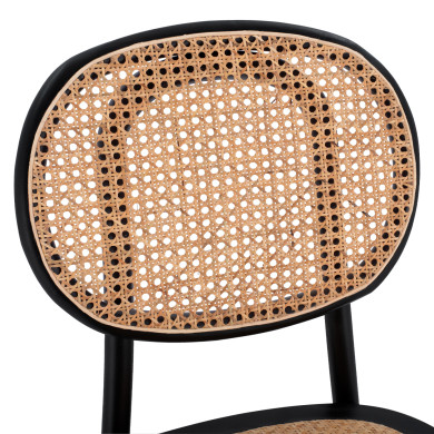 Wooden chair with rattan in black color HM8747 44x51x87cm