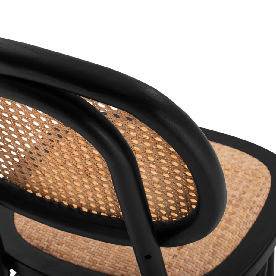 Wooden chair with rattan in black color HM8747 44x51x87cm