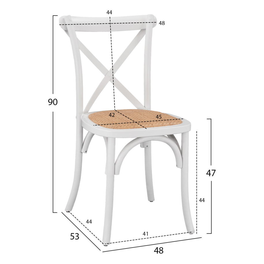 Wooden chair Owen Stackable from beech wood in white color with crossed back HM8575.14 48x53x90 cm