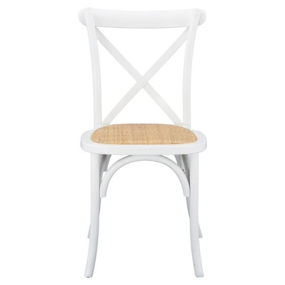 Wooden chair Owen Stackable from beech wood in white color with crossed back HM8575.14 48x53x90 cm