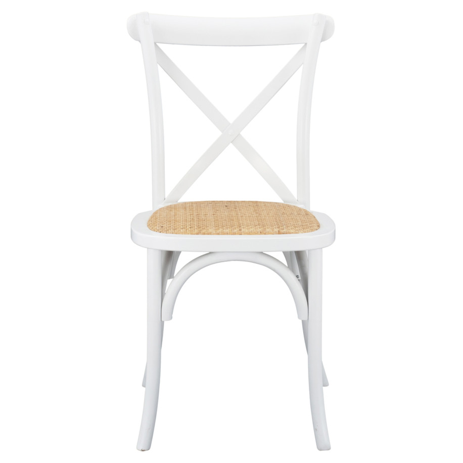 Wooden chair Owen Stackable from beech wood in white color with crossed back HM8575.14 48x53x90 cm