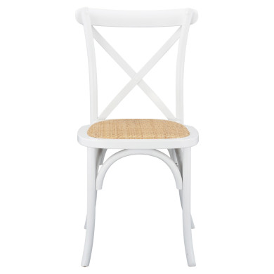 Wooden chair Owen Stackable from beech wood in white color with crossed back HM8575.14 48x53x90 cm