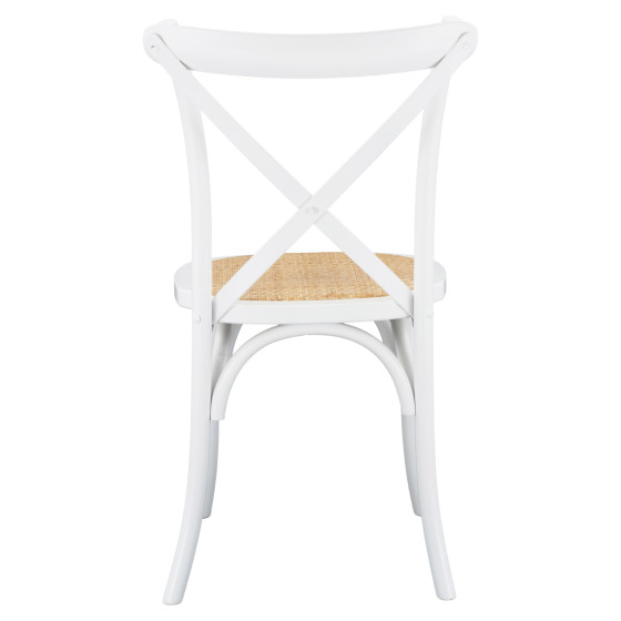 Wooden chair Owen Stackable from beech wood in white color with crossed back HM8575.14 48x53x90 cm