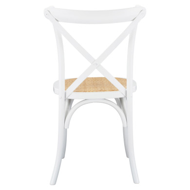 Wooden chair Owen Stackable from beech wood in white color with crossed back HM8575.14 48x53x90 cm