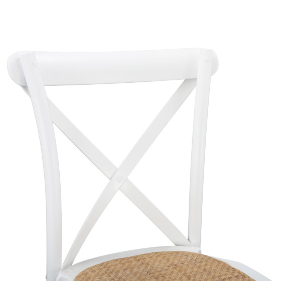 Wooden chair Owen Stackable from beech wood in white color with crossed back HM8575.14 48x53x90 cm