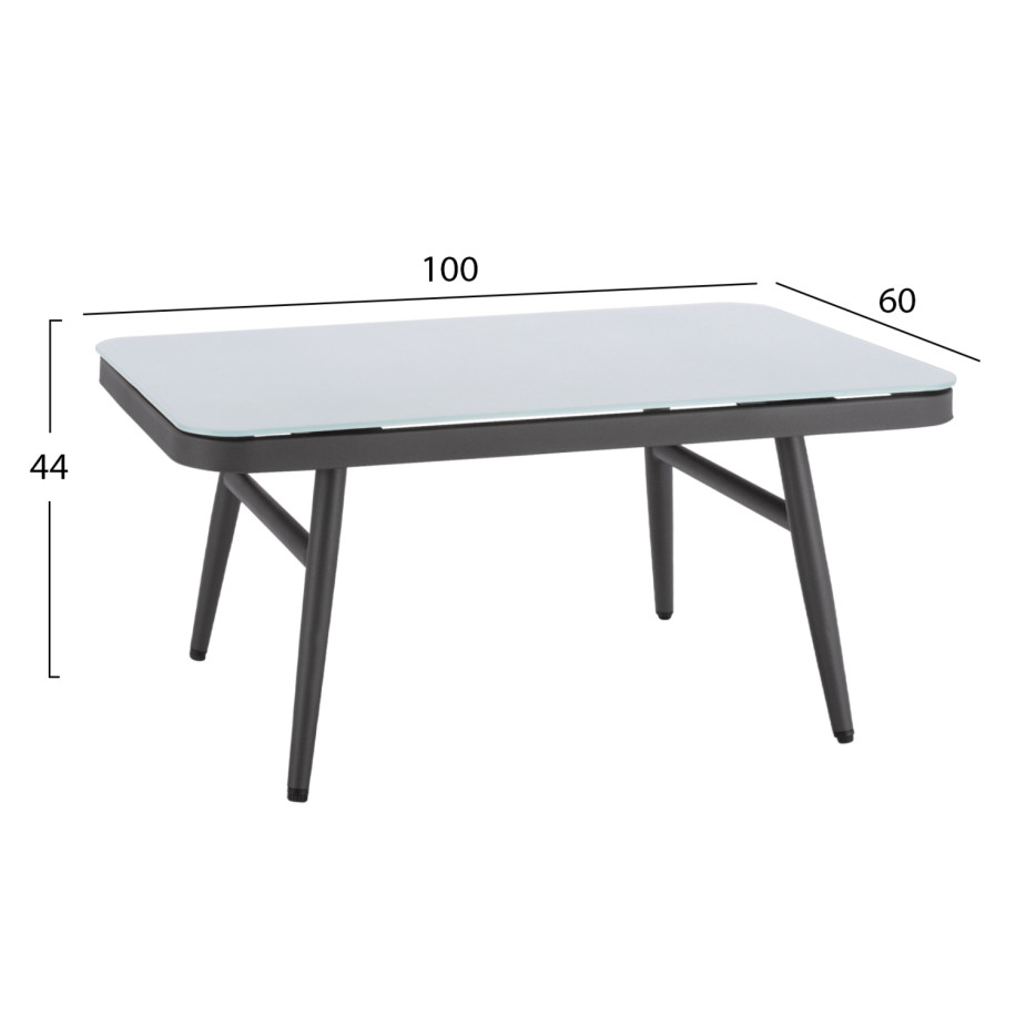 Set Living Room 4 pieces metallic frame and wicker grey HM5711