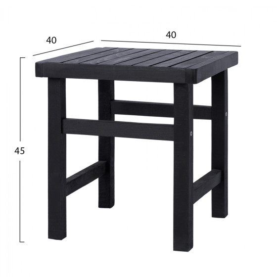Stool-Table Black Koli 40x40x45cm HM289.04