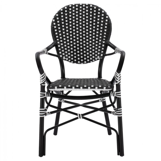 ALUMINUM ARMCHAIR BAMBOO LOOK WITH BLACK WHITE WICKER HM5793.02 56X63X96Y cm.