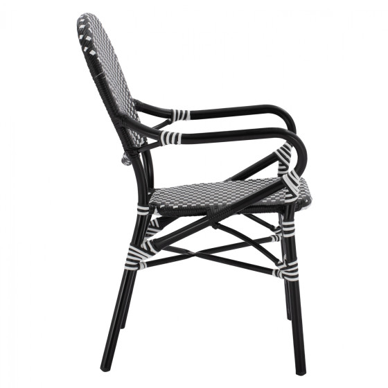 ALUMINUM ARMCHAIR BAMBOO LOOK WITH BLACK WHITE WICKER HM5793.02 56X63X96Y cm.