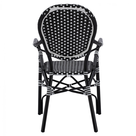 ALUMINUM ARMCHAIR BAMBOO LOOK WITH BLACK WHITE WICKER HM5793.02 56X63X96Y cm.