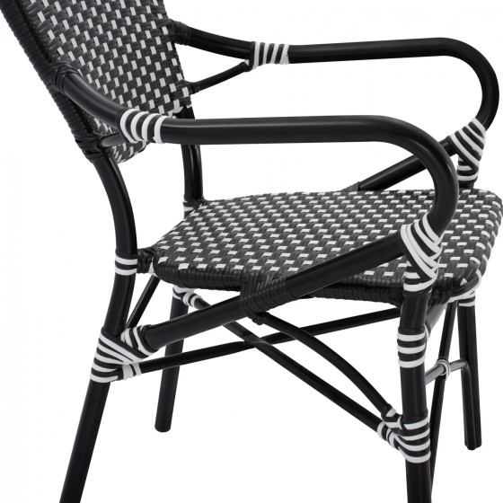 ALUMINUM ARMCHAIR BAMBOO LOOK WITH BLACK WHITE WICKER HM5793.02 56X63X96Y cm.