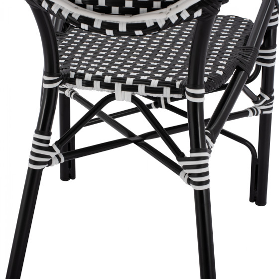 ALUMINUM ARMCHAIR BAMBOO LOOK WITH BLACK WHITE WICKER HM5793.02 56X63X96Y cm.