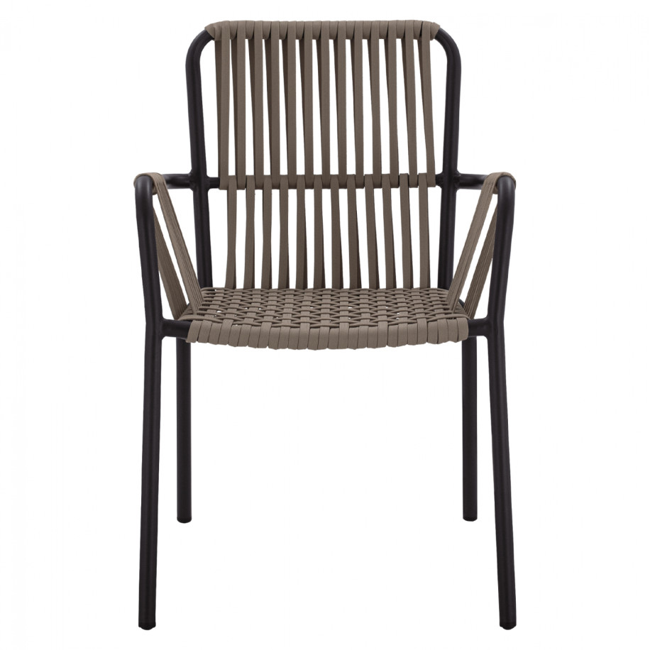 ALUMINUM CHAIR ARMCHAIR WITH WIDE ROPE CAPPUCCINO HM5784.02 56x58x85 cm.
