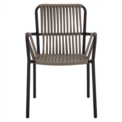 ALUMINUM CHAIR ARMCHAIR WITH WIDE ROPE CAPPUCCINO HM5784.02 56x58x85 cm.