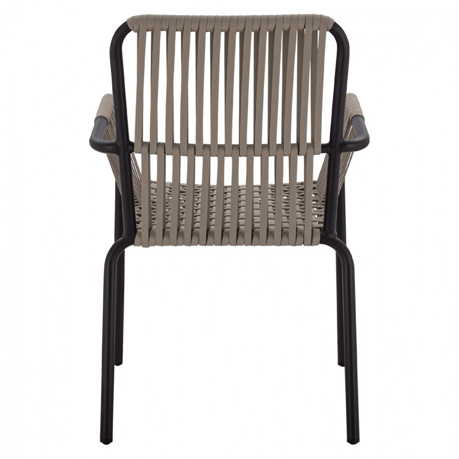 ALUMINUM CHAIR ARMCHAIR WITH WIDE ROPE CAPPUCCINO HM5784.02 56x58x85 cm.