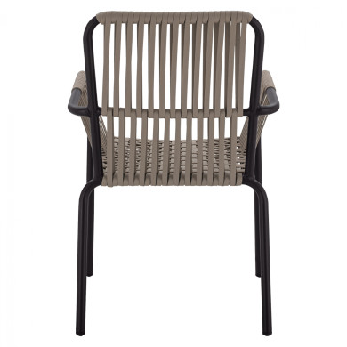 ALUMINUM CHAIR ARMCHAIR WITH WIDE ROPE CAPPUCCINO HM5784.02 56x58x85 cm.
