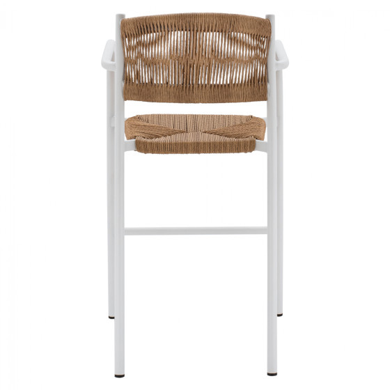 ALUMINUM STOOL WHITE WITH ROPE BEIGE HM5785.01 56x59x107 cm.