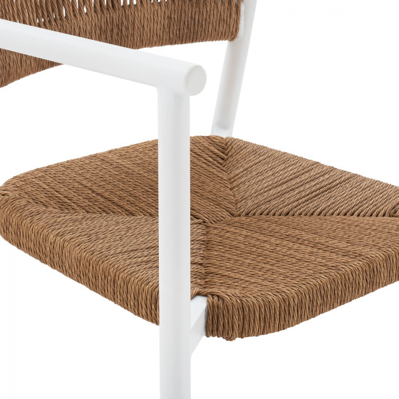ALUMINUM STOOL WHITE WITH ROPE BEIGE HM5785.01 56x59x107 cm.