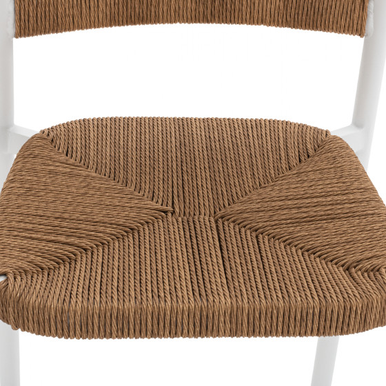 ALUMINUM STOOL WHITE WITH ROPE BEIGE HM5785.01 56x59x107 cm.