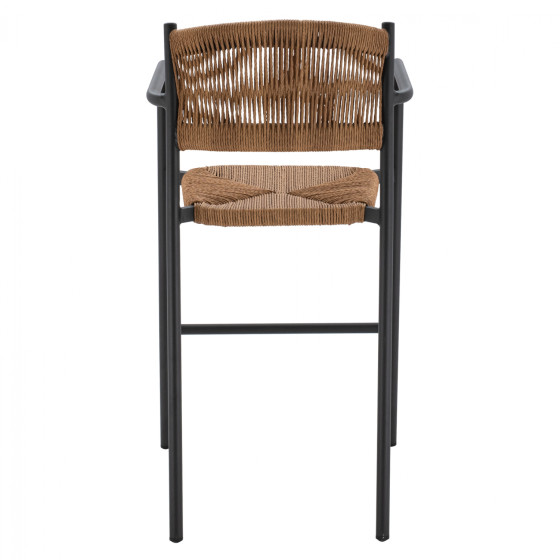 CHARCOAL ALUMINUM BAR STOOL WITH BEIGE ROPE HM5785.02 55,5x58x107 cm.