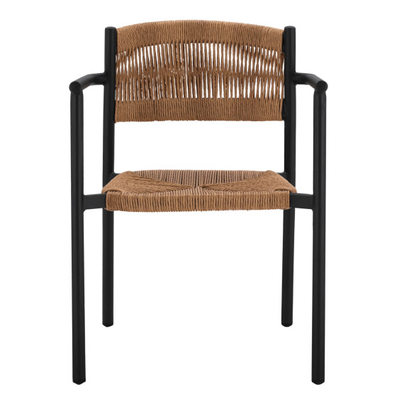 CHARCOAL ALUMINUM ARMCHAIR WITH BEIGE PE ROPE HM5786.02 55,5x50x77,5 cm.