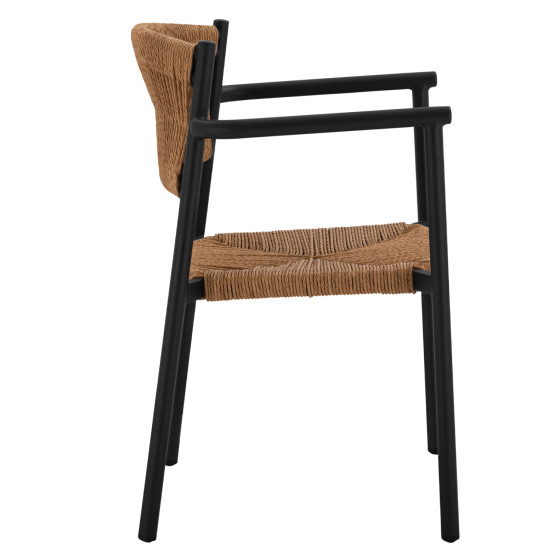 CHARCOAL ALUMINUM ARMCHAIR WITH BEIGE PE ROPE HM5786.02 55,5x50x77,5 cm.