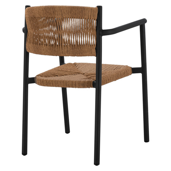 CHARCOAL ALUMINUM ARMCHAIR WITH BEIGE PE ROPE HM5786.02 55,5x50x77,5 cm.