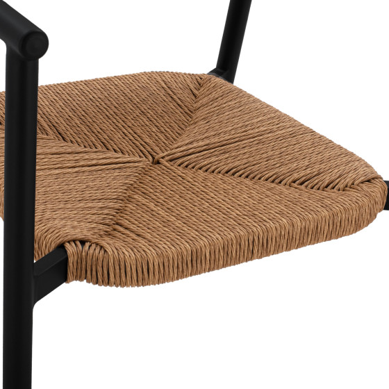 CHARCOAL ALUMINUM ARMCHAIR WITH BEIGE PE ROPE HM5786.02 55,5x50x77,5 cm.