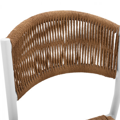 ALUMINUM BAR STOOL WHITE WITH PE ROPE BEIGE HM5789.01 45,5x56x111 cm.