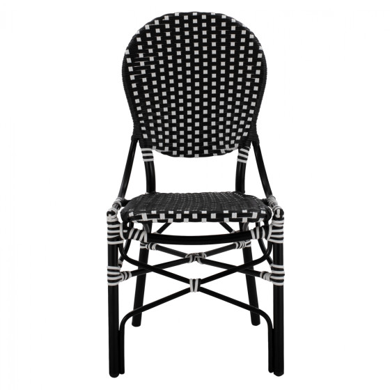 ALUMINUM CHAIR BAMBOO LOOK WITH WICKER BLACK WHITE HM5792.02 46x60x96 cm.