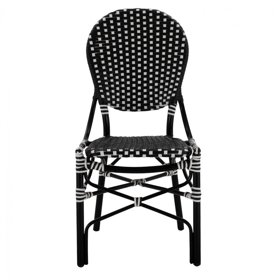 ALUMINUM CHAIR BAMBOO LOOK WITH WICKER BLACK WHITE HM5792.02 46x60x96 cm.