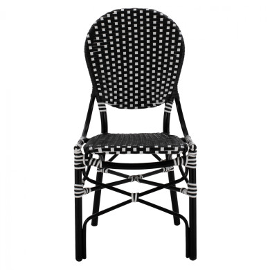 ALUMINUM CHAIR BAMBOO LOOK WITH WICKER BLACK WHITE HM5792.02 46x60x96 cm.